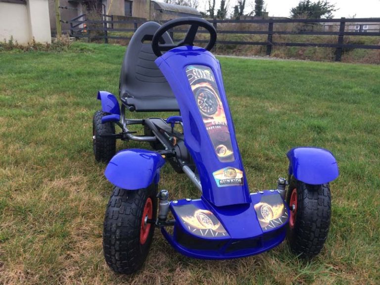 SunKids Large Rubber Wheel Black Go Kart (Blue) 49 Years Kids